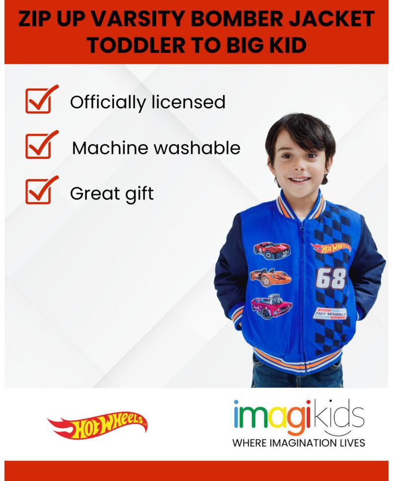 Toddler Boys Zip Up Varsity Bomber Jacket to (3T - 10-12)