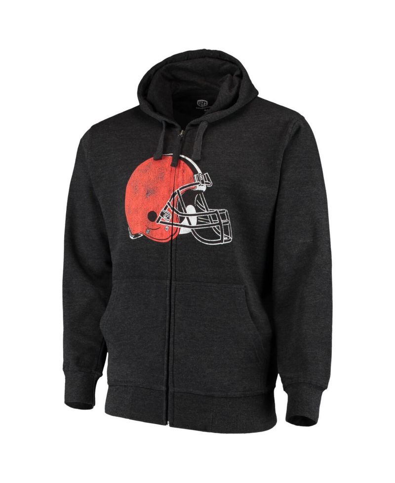 Men's Charcoal Cleveland Browns Primary Logo Full-Zip Hoodie