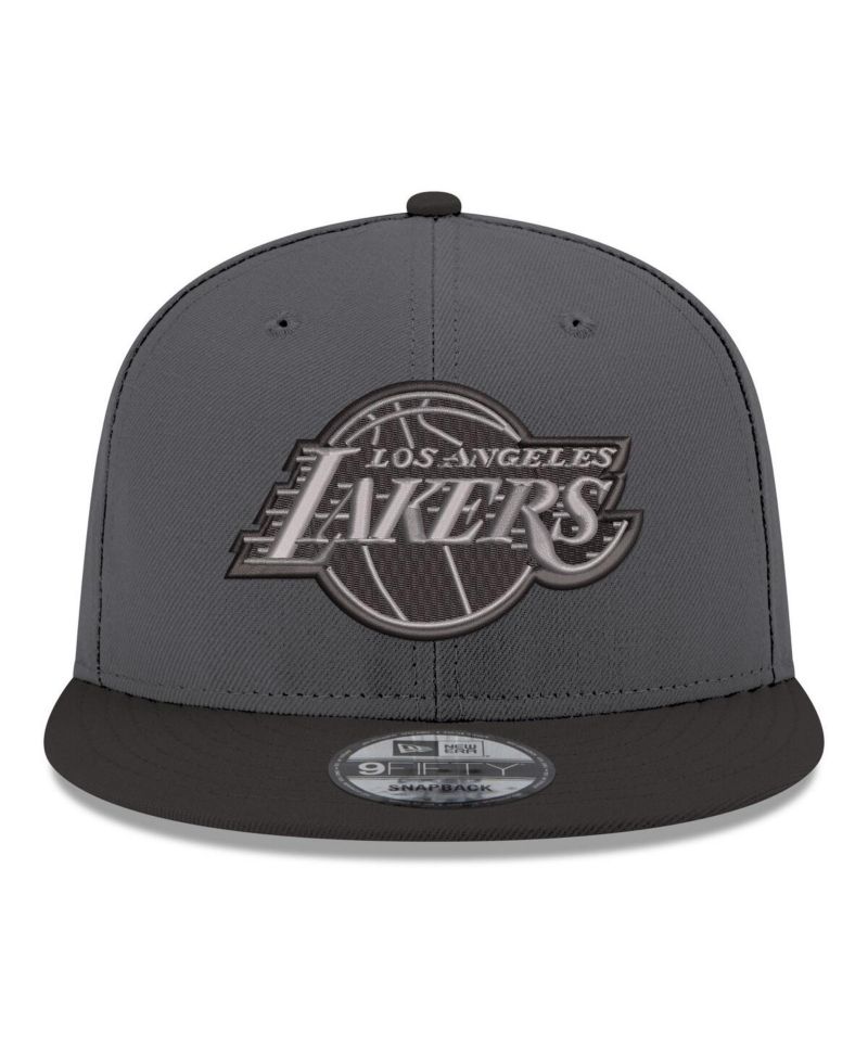 Men's Gray/Black Los Angeles Lakers Logo 2-Tone 9FIFTY Snapback Hat