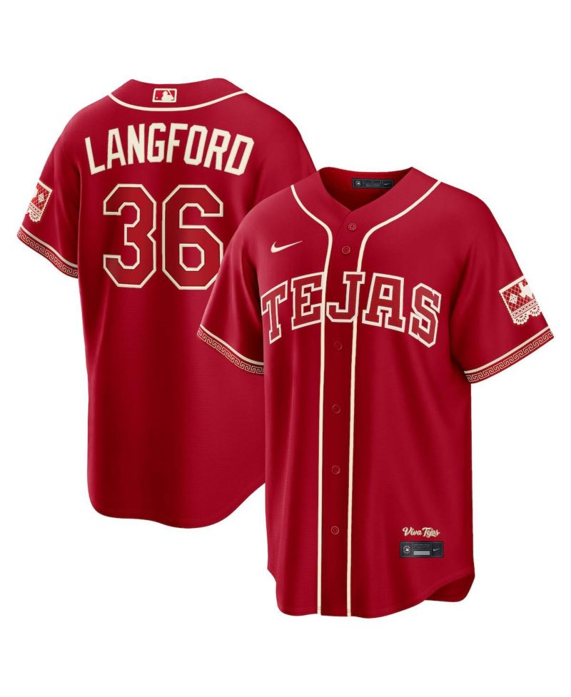 Men's Wyatt Langford Red Texas Rangers 2026 City Connect Stadium Jersey