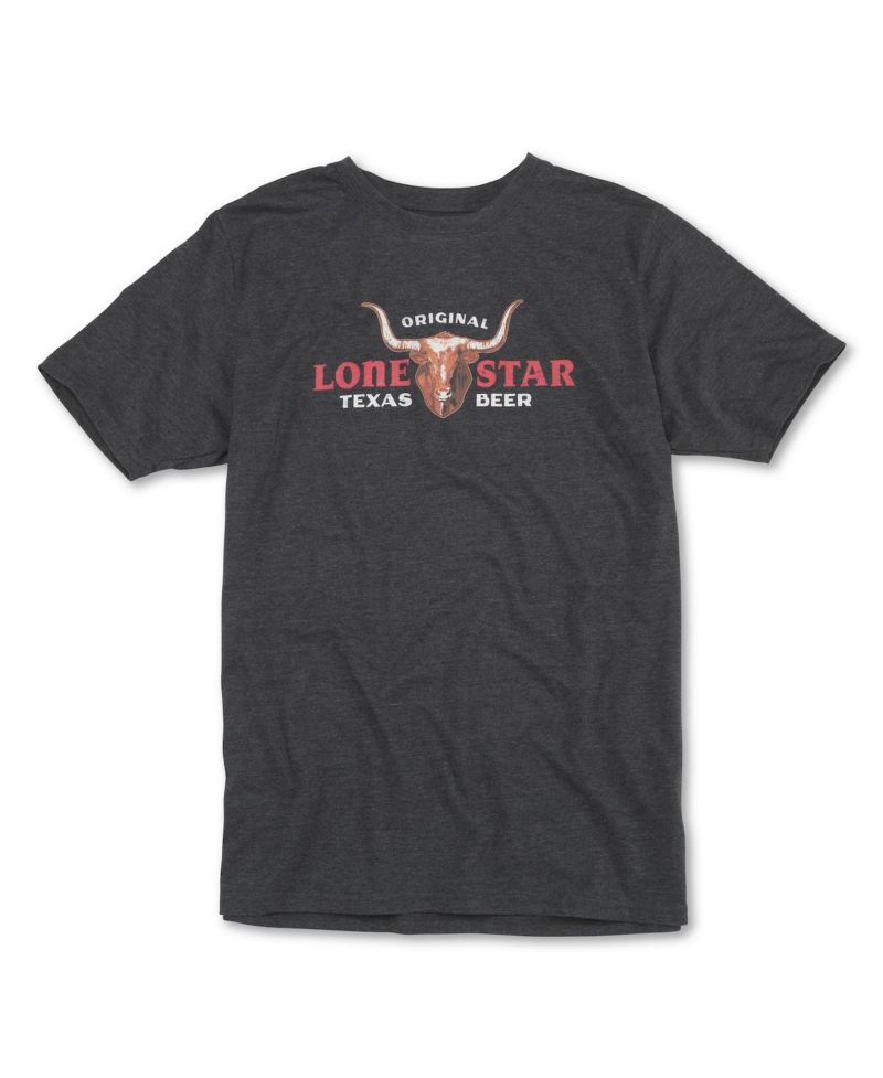 Men's and Women's Heather Charcoal Lone Star Beer Logo T-Shirt
