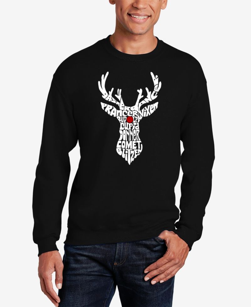 Men's Santa's Reindeer Word Art Crewneck Sweatshirt