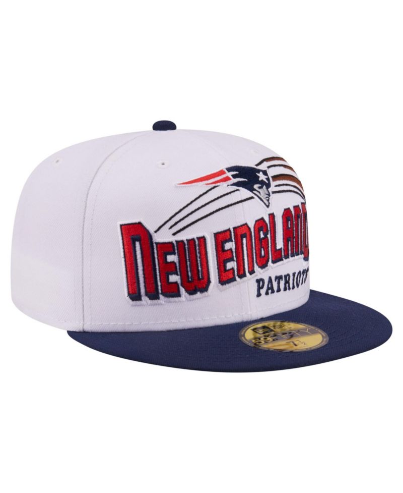 Men's White/Navy New England Patriots Retro Swoop 59FIFTY Fitted Hat