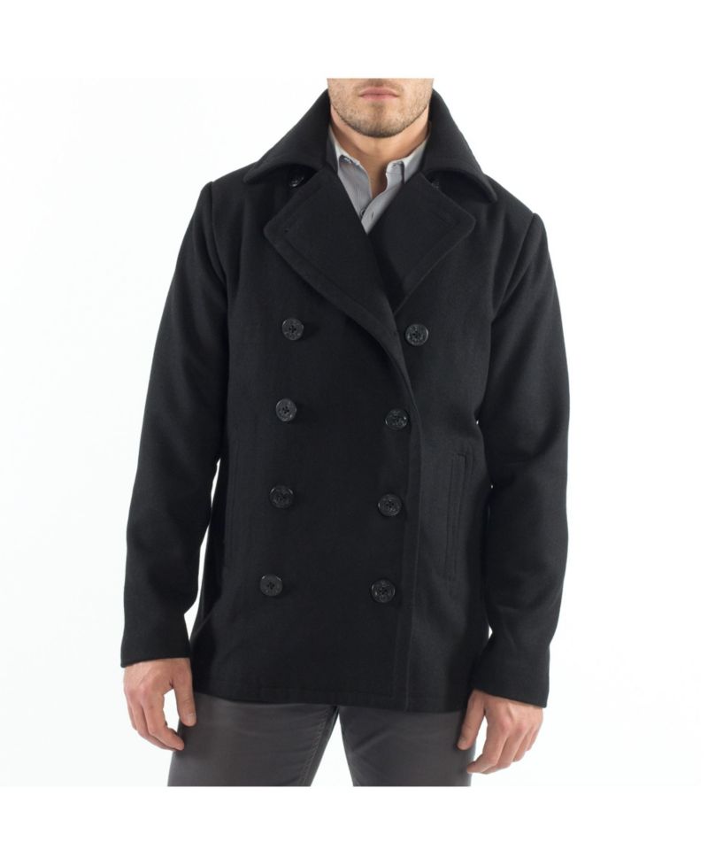 Mason Mens Wool Blend Pea Coat Jacket Double Breasted Dress Coat
