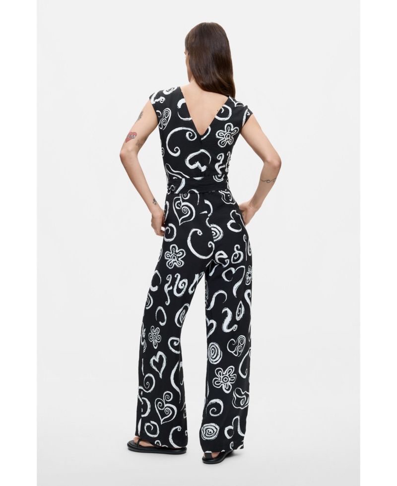 Women's Printed Letter Jumpsuit