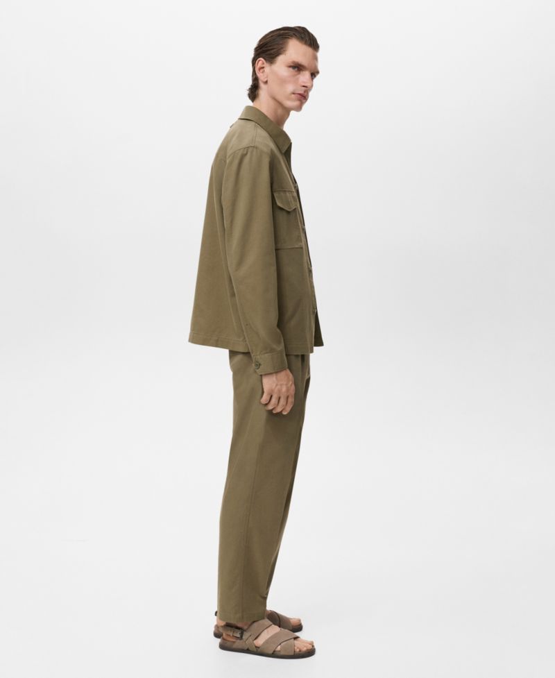 Men's Cotton-Blend Straight-Leg Pleated Pants