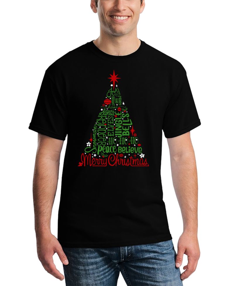 Men's Holiday Christmas Tree Word Art T-Shirt