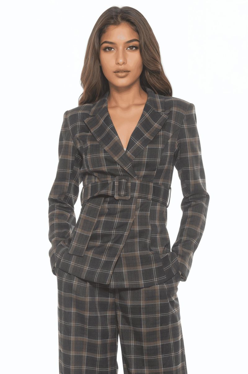 Women's Janna Plaid Long Sleeve Longline Blazer
