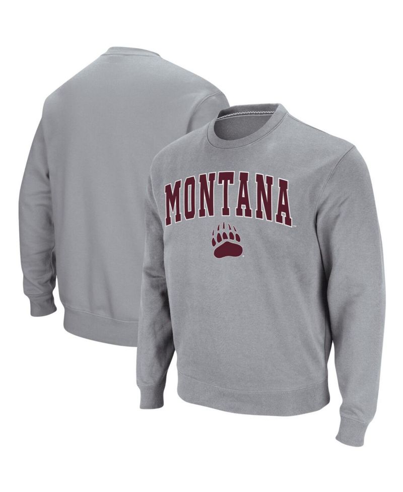 Men's Montana Grizzlies Arch and Logo Crew Neck Sweatshirt