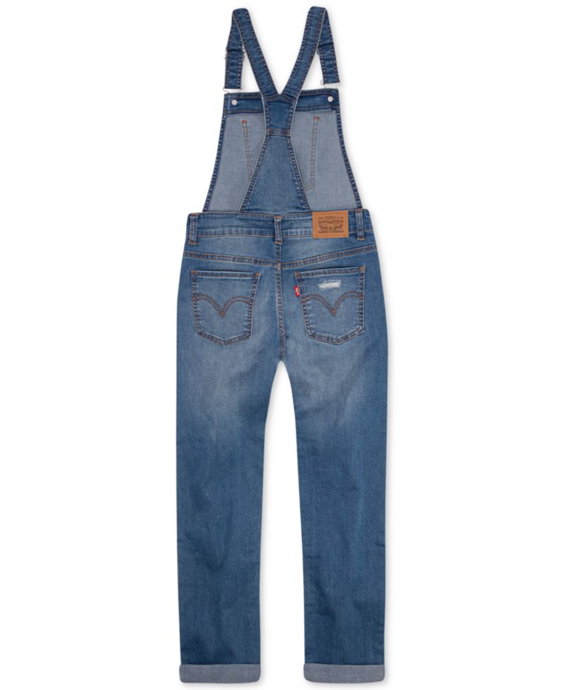 Big Girls Adjustable Waistband Girlfriend Denim Overalls