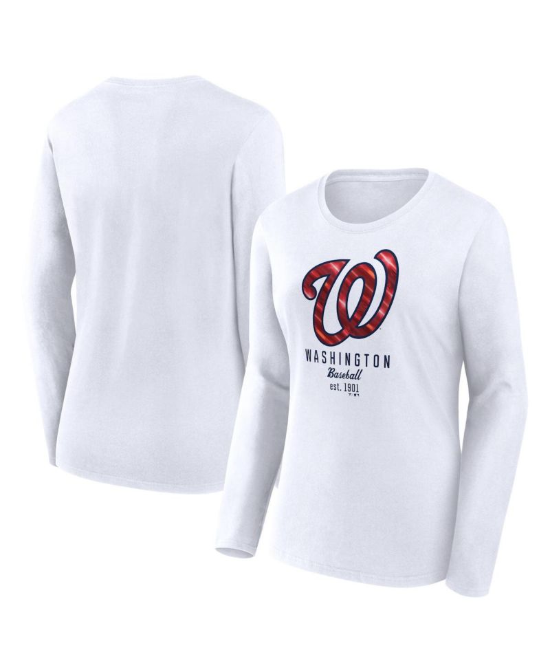 Women's White Washington Nationals Long Sleeve T-shirt