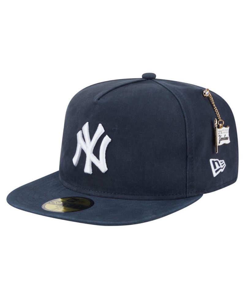 Men's Navy New York Yankees Championship Side Flag A-Frame 59FIFTY Fitted Hat