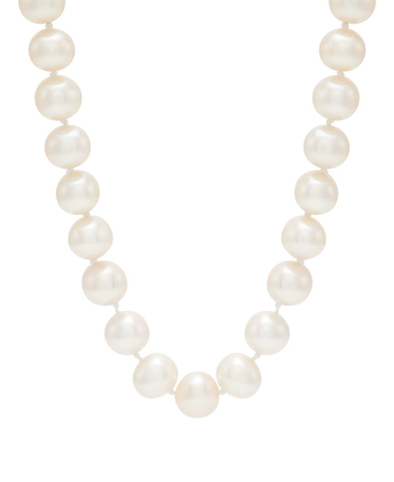 White Cultured Freshwater Pearl (7-8mm) 16" Necklace in 14k Yellow Gold