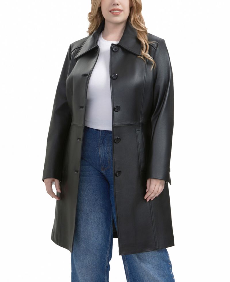 Plus Size Maisy Leather Long Coat