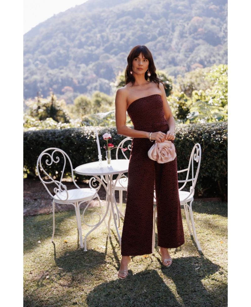 Women's Harlie Strapless Lace Wide-Leg Jumpsuit