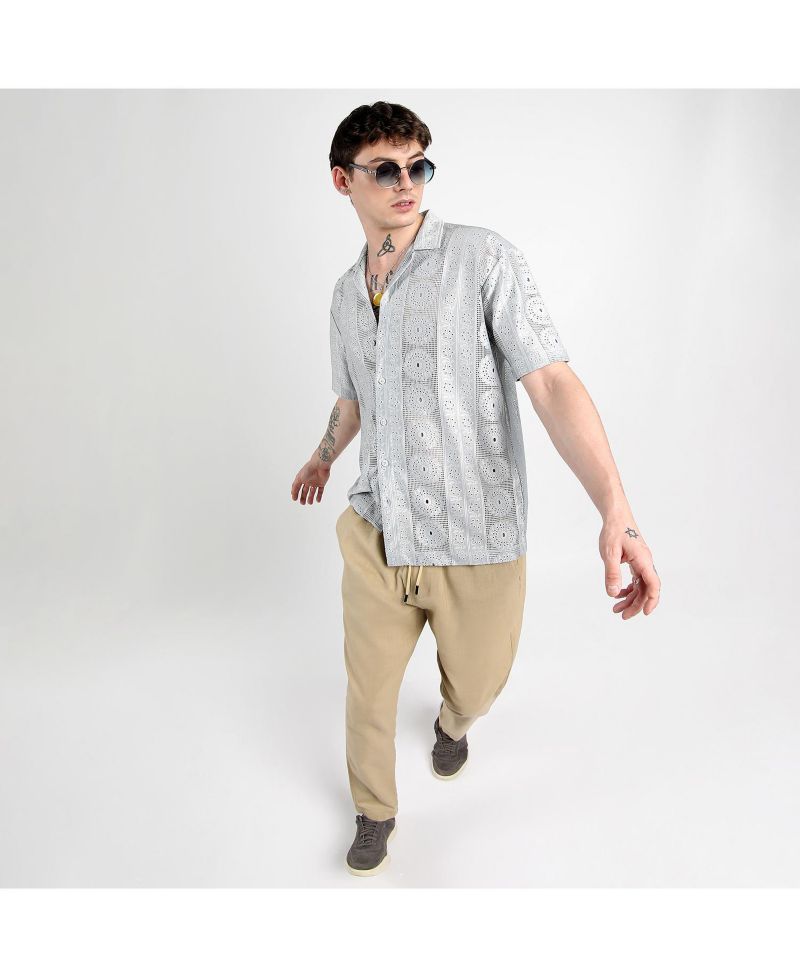 Men's Oversized Candy Striped Shirt