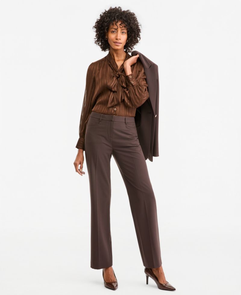 Women's Bird Eye Mid-Rise Flare-Leg Pants