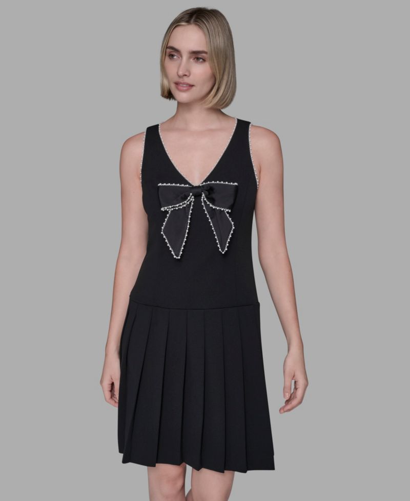 Women's Embellished Bow A-Line Dress