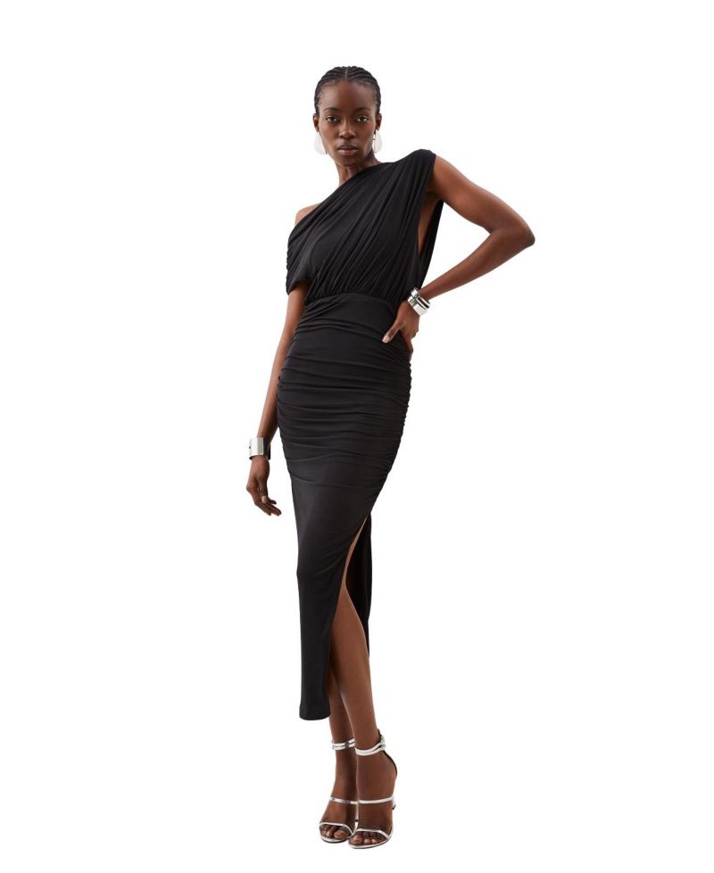 Women's Asymmetric Neckline Midi Dress