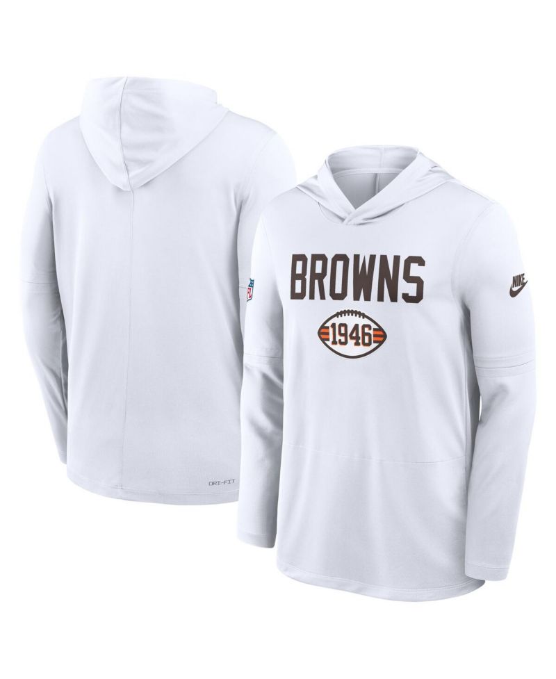 Men's White Cleveland Browns Alt Pack Pass Accuracy Performance Long Sleeve Hoodie T-Shirt