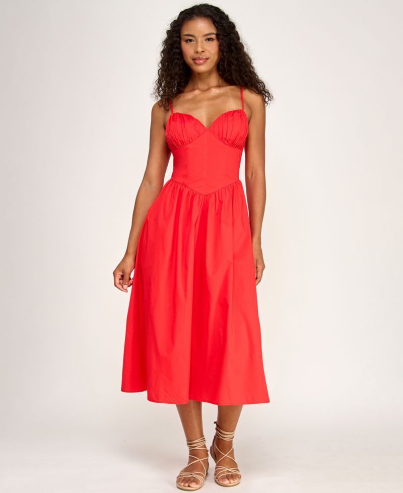 Juniors' Pleated Midi Dress