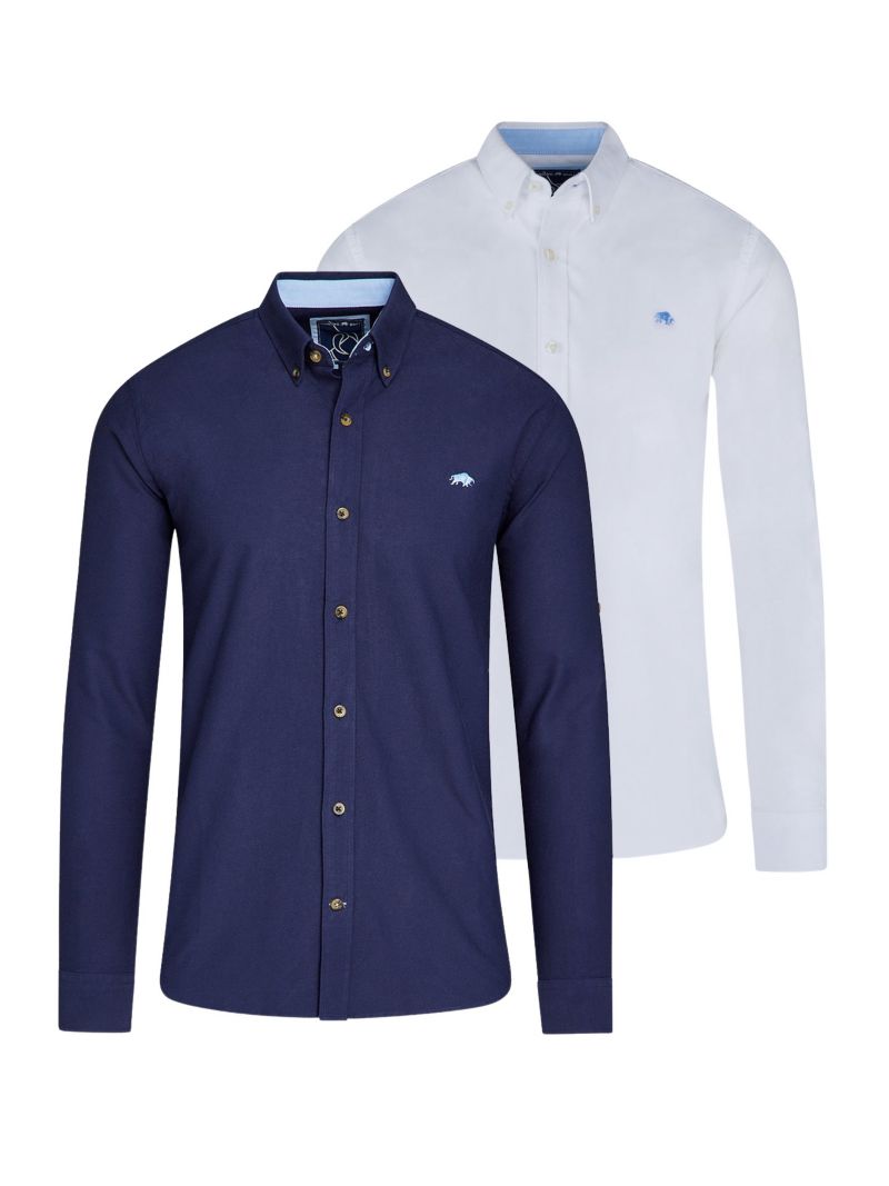 Men's Classic Oxford Long Sleeve Dress Shirts, 2-Pack