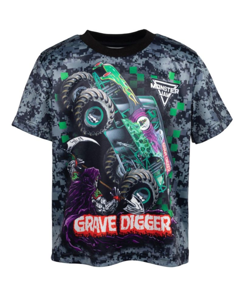 Toddler Boys 3 Pack T-Shirts to Grave Digger El Toro Loco Megalodon