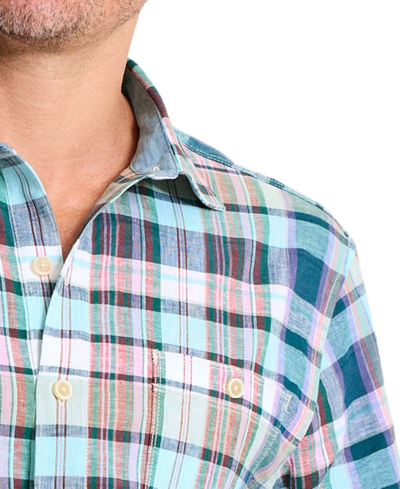 Men's Barbados Breeze Tavira Check Linen Regular-Fit Shirt