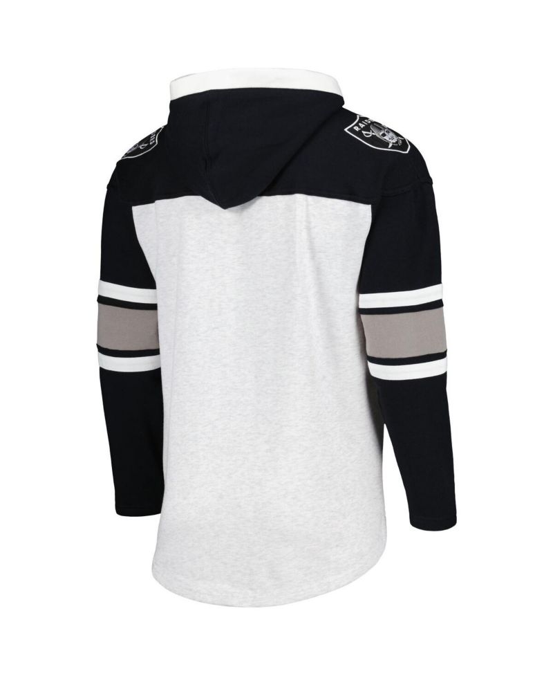 Men's Las Vegas Raiders Heather Gray Gridiron Lace-Up Pullover Hoodie
