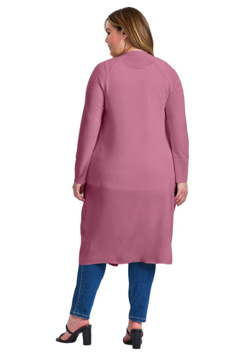 Women's Plus Size Raglan Sleeve Duster Cardigan
