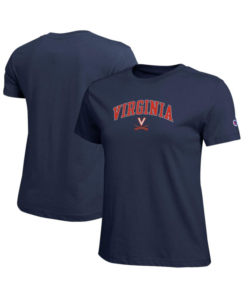 Women's Navy Virginia Cavaliers Arched Over Logo T-Shirt