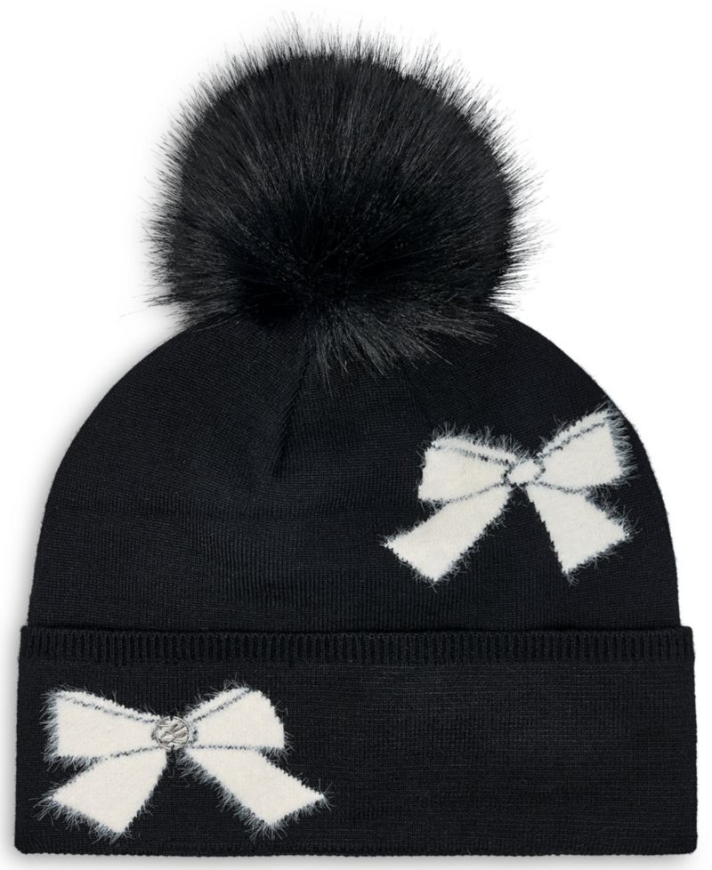 Fuzzy Bows Beanie Hat