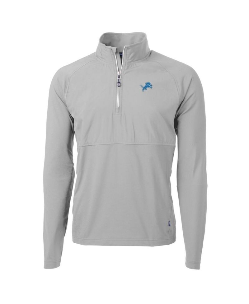 Men's Gray Detroit Lions Adapt Knit Hybrid Quarter-Zip Raglan Jacket