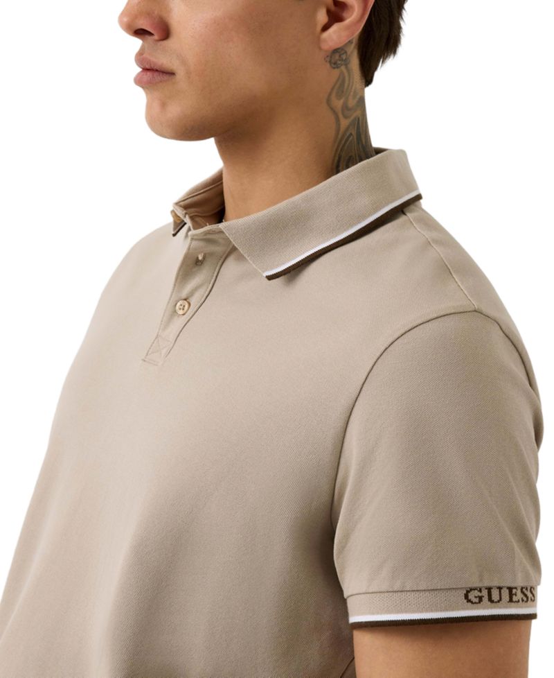 Men's Piqu&eacute; Cuff Short-Sleeve Polo Shirt