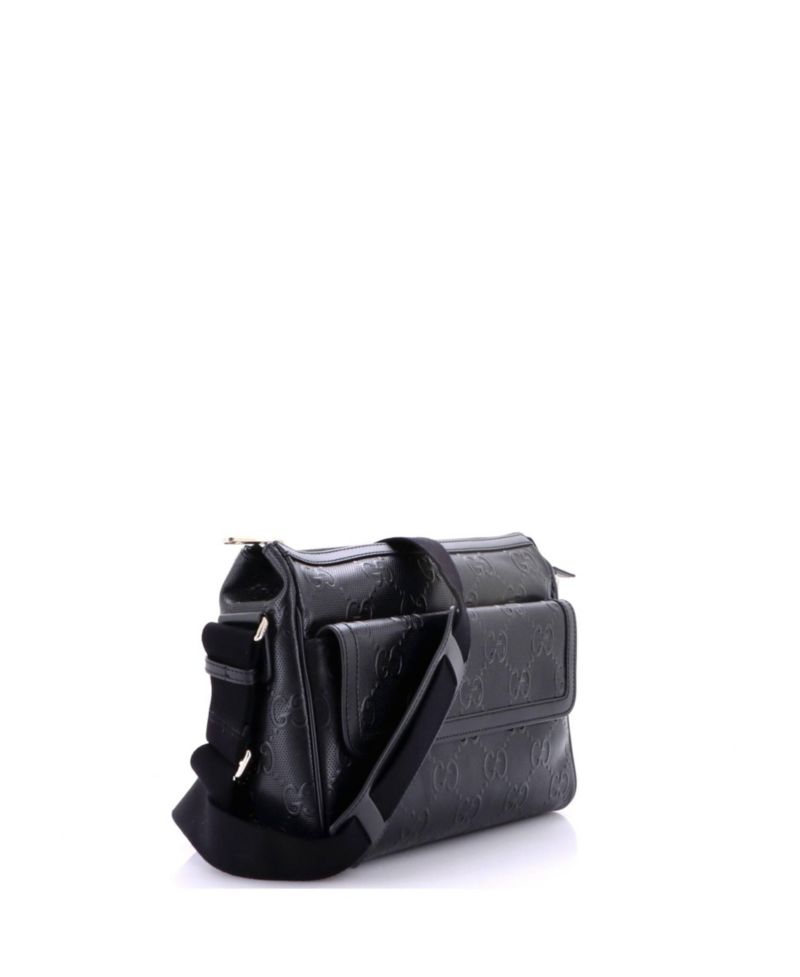 Medium Front Pocket Messenger Bag GG Embossed Perforated Leather