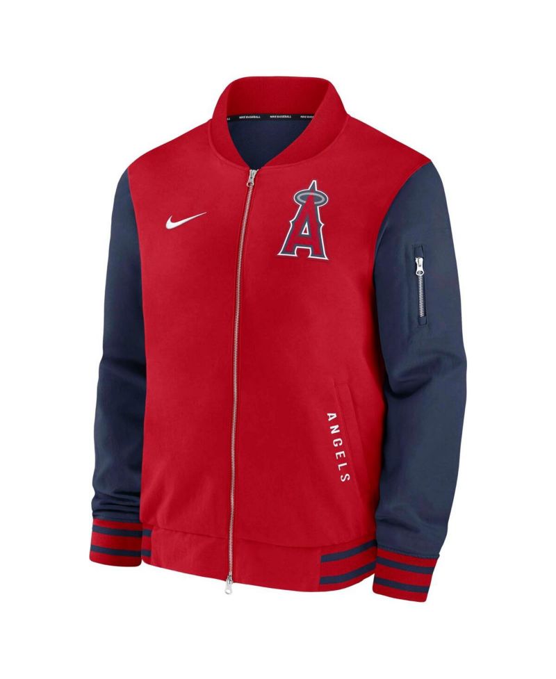 Men's Red/Navy Los Angeles Angels Authentic Collection Dugout Full-Zip Bomber Jacket