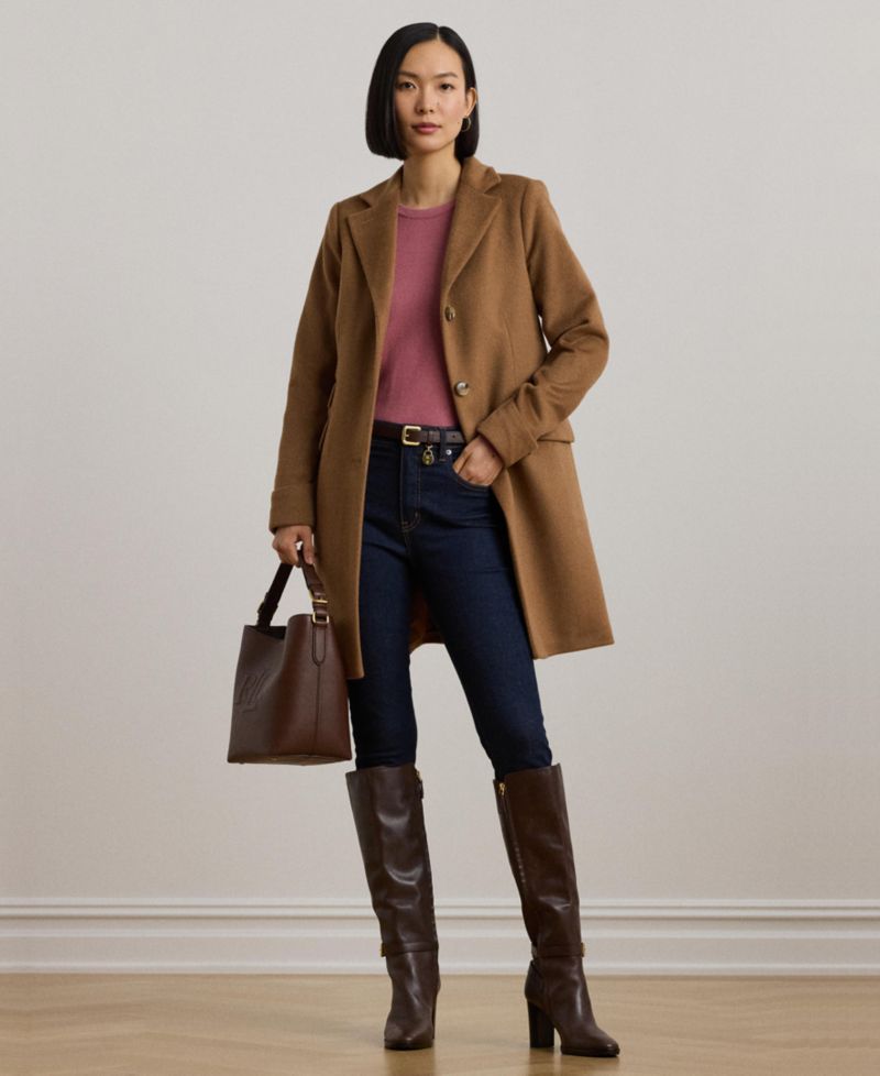Petite Notched-Collar Walker Coat