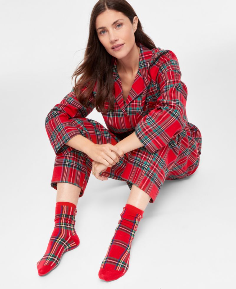 Women's Brinkley Plaid Notch Collar Matching Family Pajamas Set