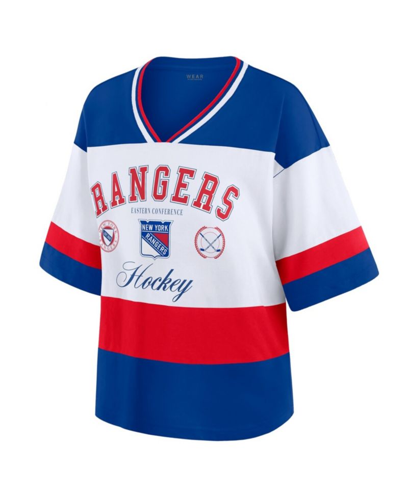 Women's Blue/White New York Rangers Jersey Style T-Shirt
