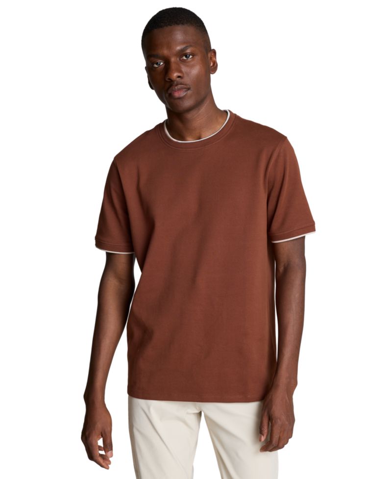 Men's Double Collar Classic-Fit Crewneck T-Shirt