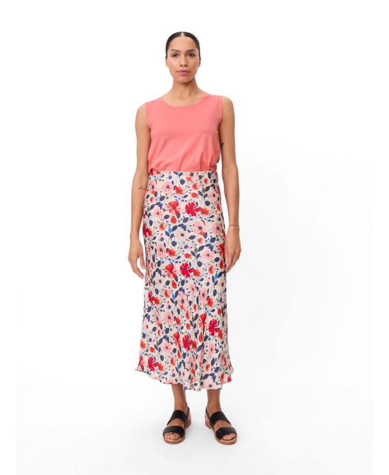 Women's High-Waist Floral Midi Skirt