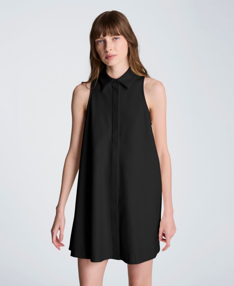 Women's Halter Collared Shirt Swing Dress