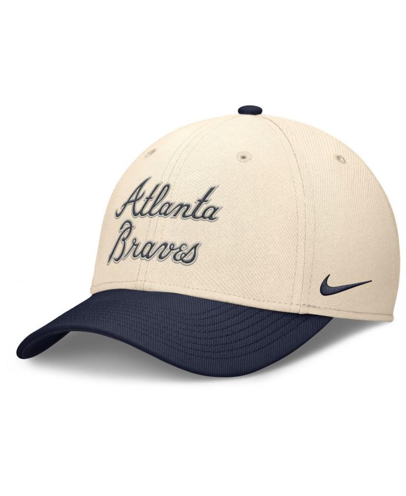 Men's Natural/Navy Atlanta Braves Statement Rise Performance Flex Hat