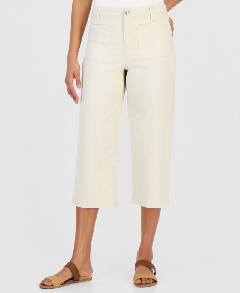 Petite Cropped High-Rise Wide-Leg Jeans