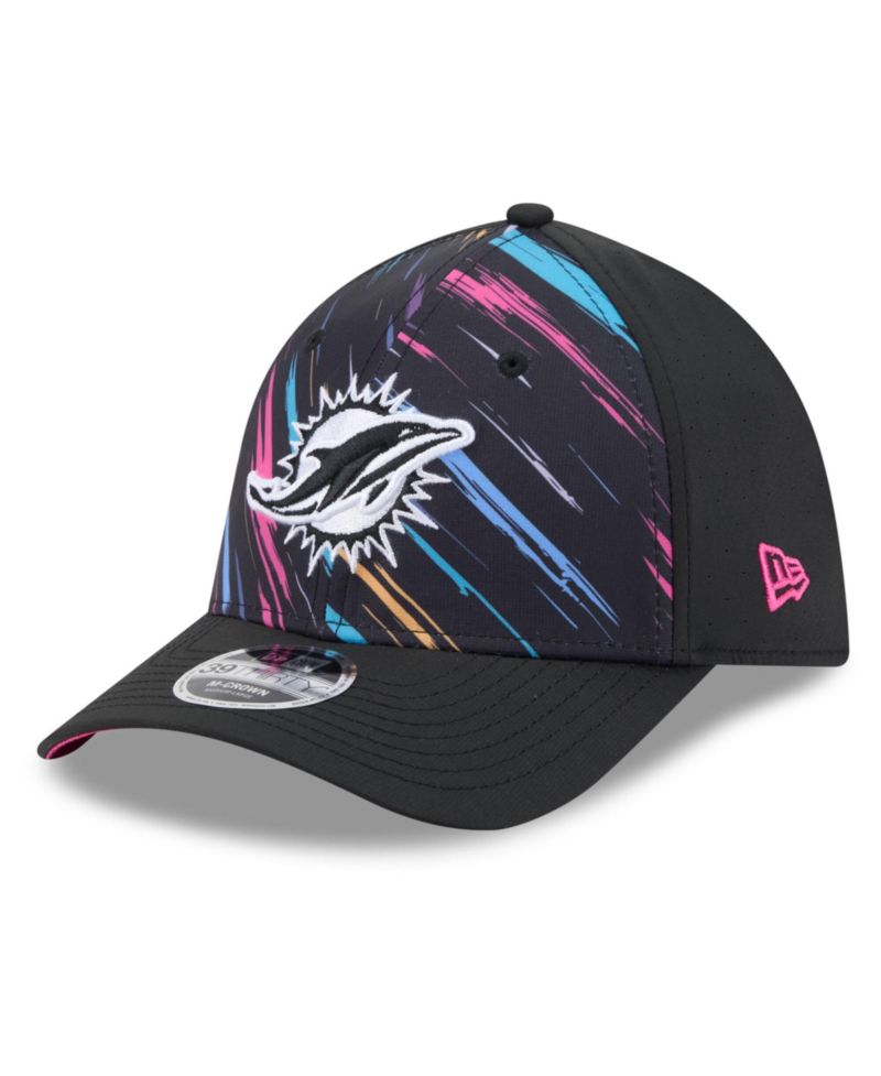 Men's Black Miami Dolphins 2026 NFL Cruical Catch 39THIRTY M-Crown Stretch Hat