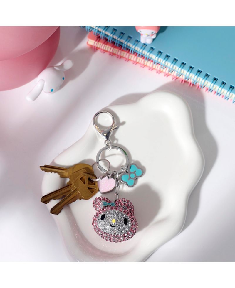 Sanrio My Melody Crystal Keychain with Heart & Bow Charms