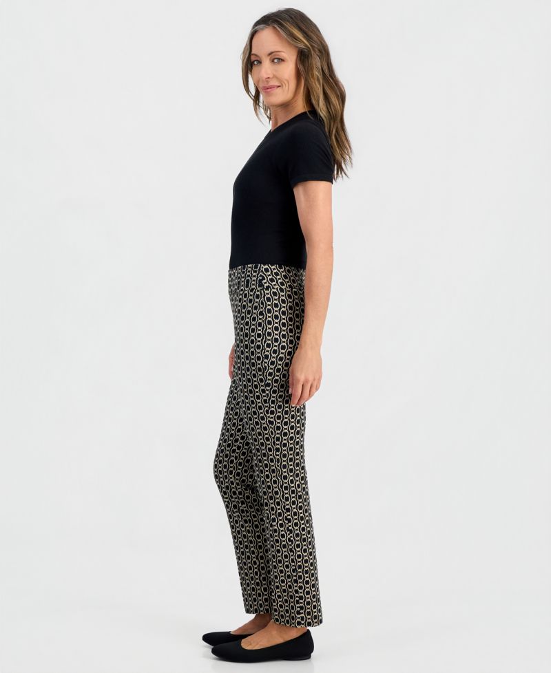 Petite Chain Rivet Pull-On Straight Pants