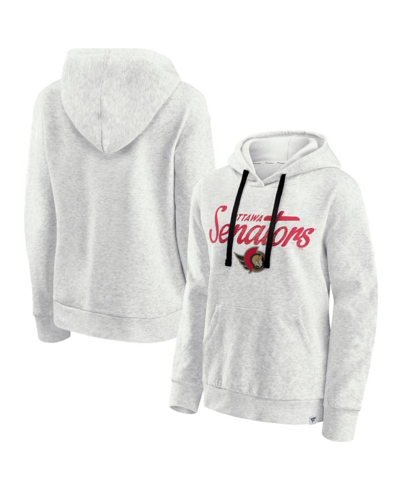 Women's Oatmeal Ottawa Senators True Classics Quilted Pullover Hoodie