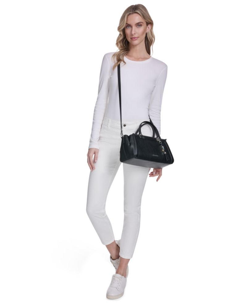 Jean Top Zipper Satchel with Removable Hangoff