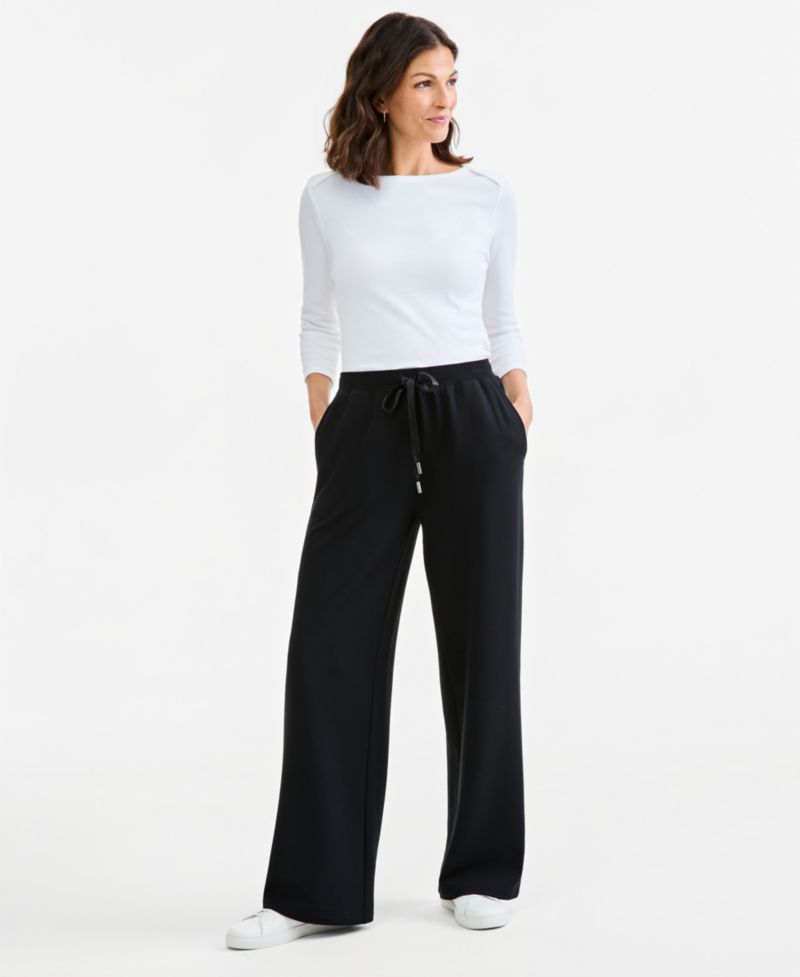 Petite LuxLounge Pull-On Drawstring Wide-Leg Pants